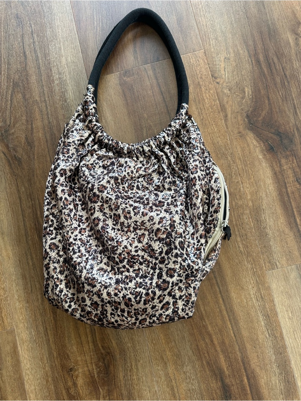 Xhilaration Leopard-Print Shoulder Bag with Black Handle
